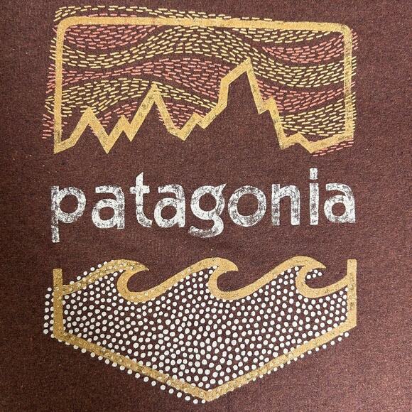 Patagonia Long Sleeve T Shirt Mens Small Brown Crew Neck Logo Outdoor Basic - Picture 8 of 8
